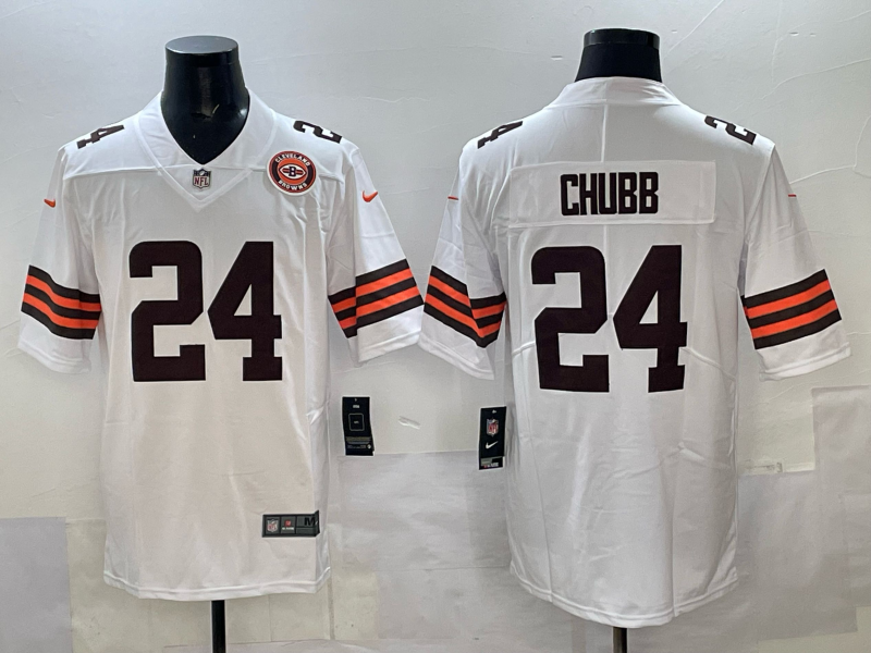 Men 2025 Cleveland Browns 24 Chubb white Nike Limited NFL Jersey 034